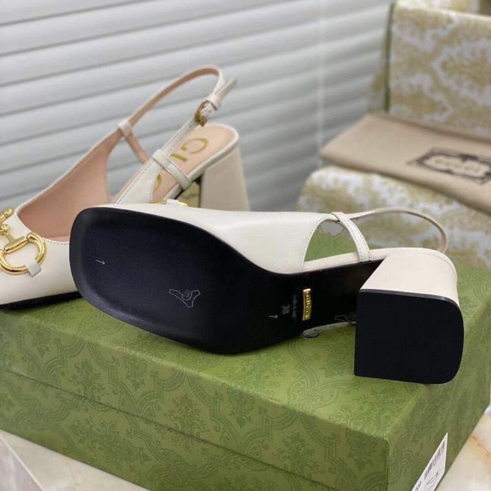 Gucci White Leather Slingback Heels - Picture 4 of 4